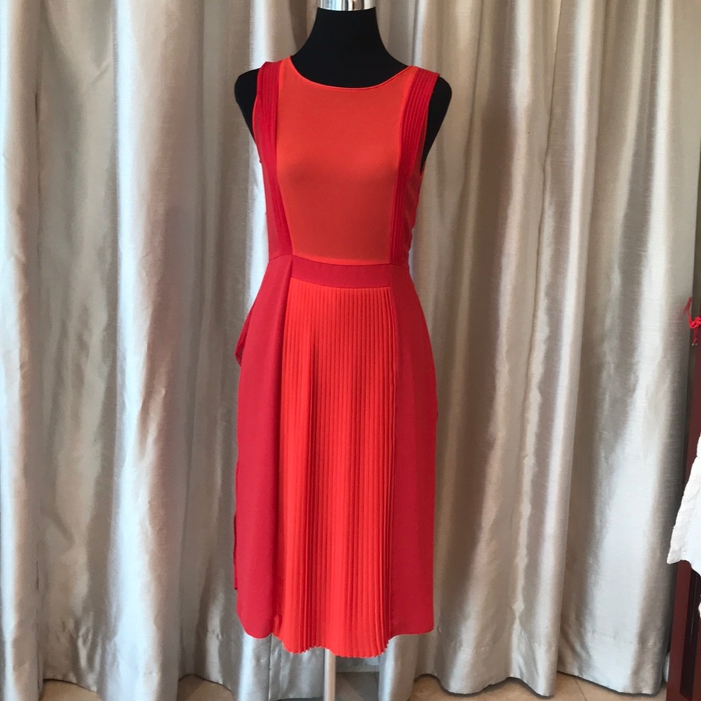 Bcbg maxazria runway orange and red dress